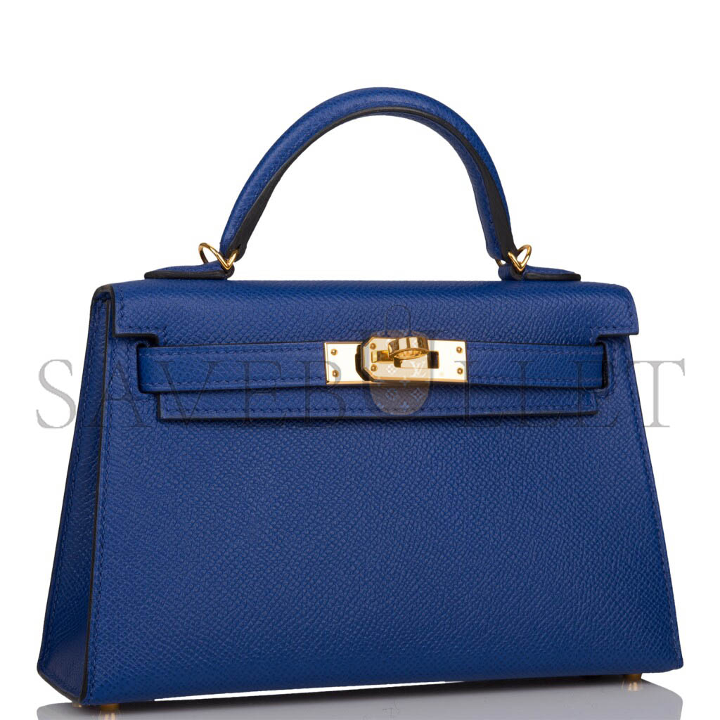 H**mes master mini kelly ii epsom electric blue gold hardware (19*12*5.5cm)